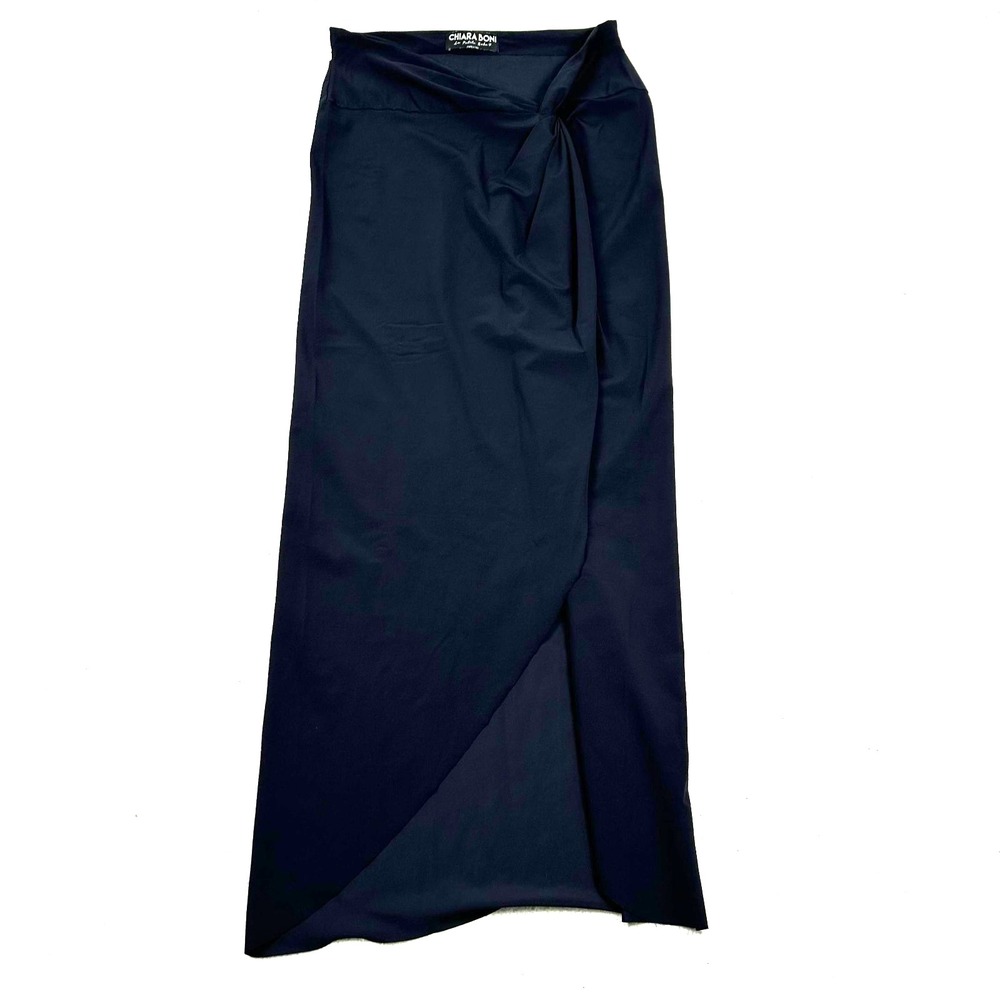 Chiara Boni La Petite Robe Draped Knot Front Maxi Skirt Large Black Italy Jersey